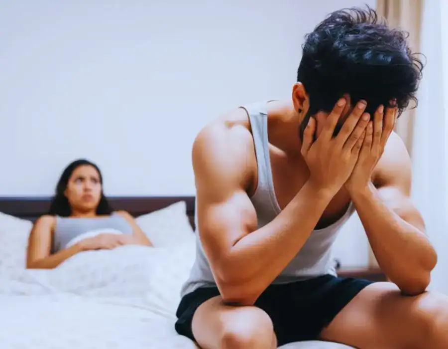 Image of upset man in need of erectile dysfunction treatment Little Bognor